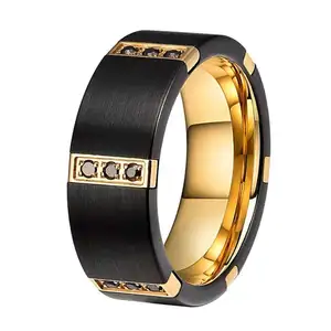 ring new arrival men band Wholesale 8mm Black Diamond Bands Tungsten carbide Custom Jewelry For Men ring