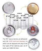 Boîte en PET transparente populaire A9 330 ml pour l'emballage des boissons, pot en plastique avec bouchon de soda, joint en aluminium adapté à la machine de scellage