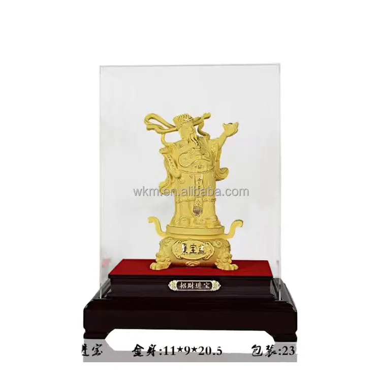 New Promotional Wholesale Custom god of wealth custom golden cheap decoration metal Crafts Souvenirs Fortune God Statues