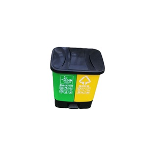 Contenedores de basura de plástico para exteriores, de doble compartimento, para uso en seco y húmedo, con accionamiento a pedal, integrados de dos y tres compartimentos. - Product Image 4