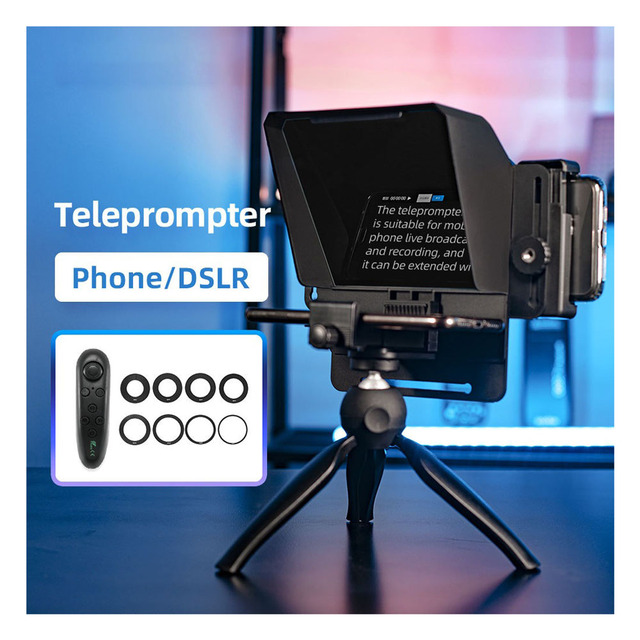 Portable Mini Teleprompter With Remote Control for DSLR Camera Phone Video Recording