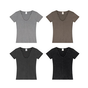 European-American Pure Desire Slim Fit Top 2025 Spicy Girl Deep U-Neck Short Sleeve Summer Design - Product Image 3