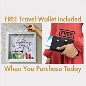 Tirelire Thème Voyage avec Cadre Photo en Bois Gris, Emplacement pour Pièces de Monnaie, Décoration Carte du Monde, Cadeau de Remise de Diplôme, Décoration Maison, Vente en Gros OEM ODM - Product Image 5