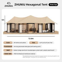 Maisons préfabriquées en verre hexagonales imperméables professionnelles sur mesure, grandes tentes de glamping de luxe, tentes de safari pour hôtels de luxe, tentes de villégiature