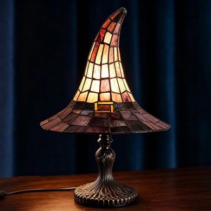 Halloween Stained Glass Witch Hat Acrylic LED Battery Operated <b>Portable</b> Night Light for Style <b>Table</b> <b>Lamp</b> Home Decorative - Product Image 5