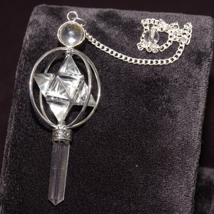 Pendule en quartz naturel taillé en étoile avec chaîne en argent, pierre de guérison naturelle, pendule en cristal chakra - Product Image 3