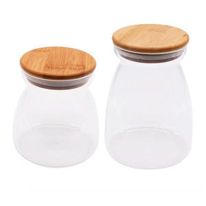 Recipiente de Vidrio Transparente <span class=keywords><strong>para</strong></span> Cocina, Frasco de Almacenamiento de Vidrio Cónico con Tapa de Bambú, Duradero <span class=keywords><strong>para</strong></span> Alimentos - Product Image 1