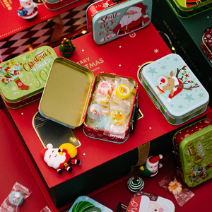 Decoración navideña encantadora pequeña, maletín caja de hojalata dibujos animados Santa Claus muñeco de nieve alce lata caramelo Chocolate caja regalo para niños/ - Product Image 4