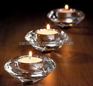 Wholesale Cheap Handmade Decorative <strong>Tealight</strong> Medium Diamond Crystal Round Votive Candlestick <strong>Holder</strong> for Home Decoration - Product Image 1
