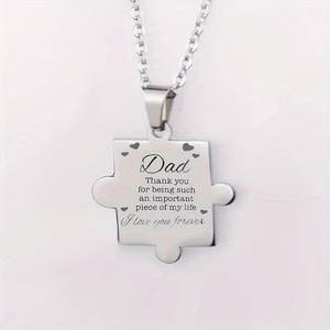 Collana Puzzle creativa in acciaio inossidabile di colore argento personalizzata collana di gioielli di moda per regali di ringraziamento <span class=keywords><strong>papà</strong></span> e <span class=keywords><strong>mamma</strong></span> - Product Image 6