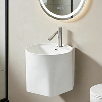 Ensemble WC suspendu en céramique de qualité hôtelière, style européen moderne, avec lavabo mural et siphon en P