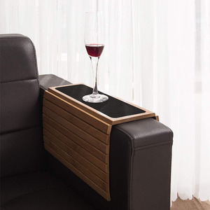 Table de bras de canapé avec sous-verre antidérapant bambou bois porte-boisson plateau tasse organisateur protecteur pour salle de bain canapé accoudoirs - Product Image 6