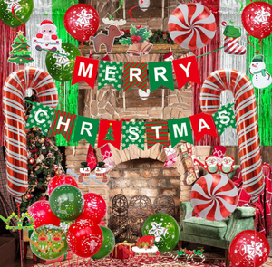 Arbre de noël bonhomme de neige Santa Elk lunettes suspendus tourbillons bannières rideau feuille ballon <span class=keywords><strong>Photo</strong></span> accessoires pour joyeux noël fête décor - Product Image 2