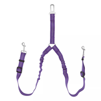 Ceinture de sécurité double pour chien en nylon personnalisée avec amortisseur élastique, pivotante, réfléchissante et réglable pour deux chiens