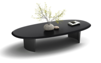 Ensemble de tables en MDF avec placage en chêne noir à grain apparent, table à thé rustique de forme ovale, table basse de luxe légère pour le bureau