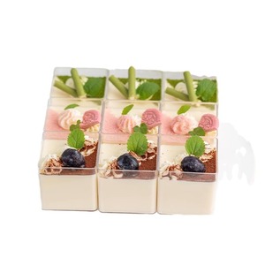 Disposable Pudding Cups Square <b>Mini</b> Mousse Cupcake Containers Transparent Hard Plastic 50 Pieces For Party Use - Product Image 1