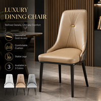 Luxuriöser Esszimmerstuhl mit Goldakzenten, Plüschkissen und stabilen Beinen in 3 Farben für Zuhause, Hotel und Restaurant