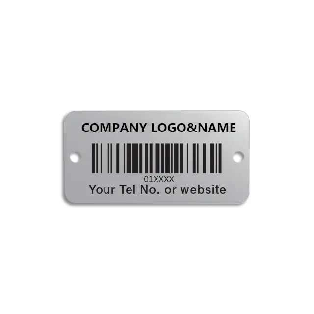 prototype tagging printed metal aluminium asset tag metal aluminium barcode label for custom labels