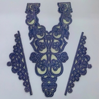 Col en dentelle fait main à coudre, appliques brodées 3D avec strass, en feutre non tissé, pour vêtements