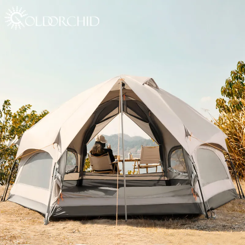 حار بيع واسعة الفضاء التلقائي الخيام التخييم في الهواء الطلق الفطر تصميم كبير خيمة عائلية ل في الهواء الطلق التخييم