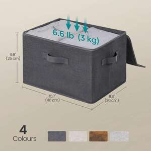 Slate Grey <b>Large</b> Storage <b>Boxes</b> with Lids Foldable Linen Fabric Storage Baskets for Organising Clothes and Toys - Product Image 3