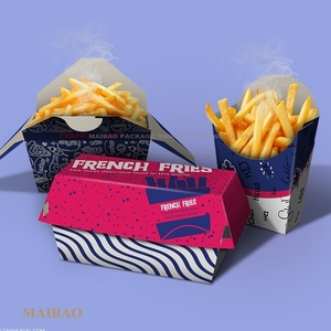Caja de embalaje de papel Kraft para freír pollo, hamburguesa, cartón duro, personalizada, para comida rápida, patatas fritas, venta al por mayor - Product Image 2