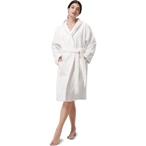 Peignoir en tissu éponge pour femme, long, doux, en peluche, longueur genou, avec poches, pour la douche et le spa - Product Image 1
