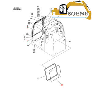 Стекло кабины экскаватора для кошки гусеницы Komatsu Hyundai Volvo Hitachi Kobelco Doosan Daewoo Sumitomo - Product Image 4