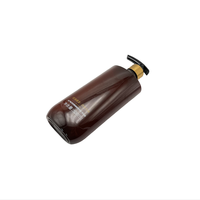 Flacon pompe en plastique PET brillant brun de 500 ml de qualité supérieure pour gel douche, shampoing, après-shampoing, lotion et cosmétiques