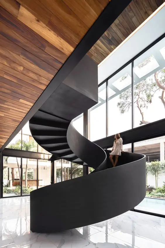 Desain Tangga Pabrik Foshan Tangga Kualitas Tinggi Tangga Modern Villa Melengkung Tangga Cina Tangga Spiral Tangga