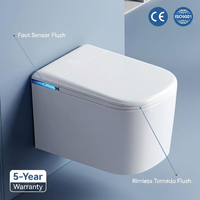 WC intelligent mural haut de gamme avec télécommande, en céramique, pour salle de bain, avec siphon en P intégré