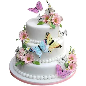 300 Stks/doos Stuks Gemengde Vlinder Bloemen Eetbare Kleefrijst Wafer Rijst Papier Taart Cupcake Toppers Taart Decoratie Verjaardag Bruiloft