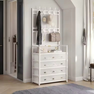 5段式コート＆シューズラック、防塵カバー付き、クローゼット、玄関、リビングルーム用フック付きシューズオーガナイザー - Product Image 2