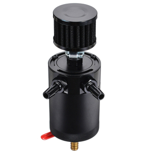 Filtro de alumínio universal para corrida, 150ml, em couro, 2 portas, para carro, baffled, tanque de captura de óleo, com válvula de drenagem