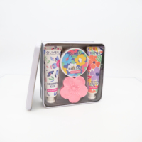 Coffret Cadeau OEM Floral 4-en-1 : Gel Douche Liquide, Crème Hydratante Mains, Sel de Bain et Savon Mains en Forme de Fleur