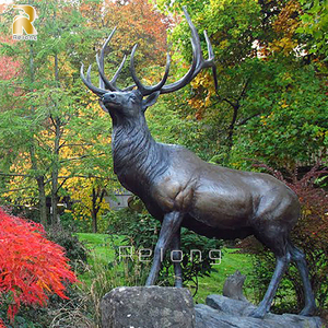 Estatuas de Alce de Metal Fundido de Tamaño Real RELONG, Esculturas de Ciervo de Bronce para Decoración de Bosques al Aire Libre - Product Image 4