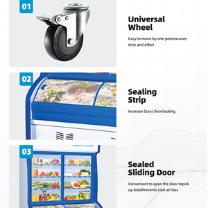 Tủ đông trưng bày kem que, bánh ngọt, thịt, tủ lạnh thương mại, tủ đông ngang - Product Image 4