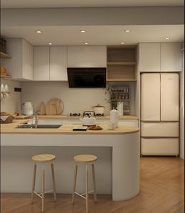 Gabinetes de Cocina Modulares Modernos y Ecológicos Personalizados, Juego Completo con Estructura de Madera Contrachapada, Puertas de Vidrio, Correderas para Cajones, Bisagras y Accesorios - Product Image 5