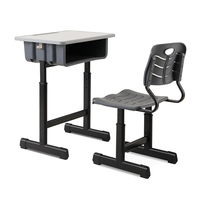 Bureau et chaise d'école modernes en métal à poteau unique réglables, pour étudiants, usage domestique, bureau et appartement (OEM/ODM)