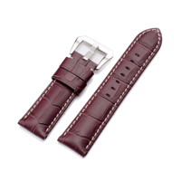 Bracelet de montre en cuir grain crocodile épais et rembourré, couleur classique, tendance, avec boucle ardillon, plusieurs tailles, vente chaude