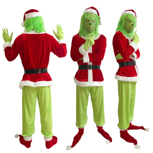 Ensemble de vêtements de Noël pour masque de monstre <span class=keywords><strong>Grinch</strong></span> aux cheveux verts de Noël - Product Image 6