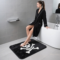 All Hallows' Day Tapis de bain absorbant Tapis tufté personnalisé Microfibre anti-dérapant Crâne Toile d'araignée Tapis de salle de bain moelleux
