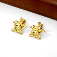 Nouveau design Collier tortue de mer doré en acier inoxydable avec boucles d'oreilles délicates en forme d'animal, sans nickel et étanches, bijoux pour enfants