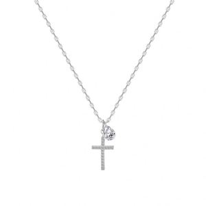 Dylam Rhodium 18K Gold Plated Cubic Zirconia <b>Cross</b> Pendant Necklaces for Women CZ Religious <b>Cross</b> Faith Pendant Necklace - Product Image 1