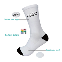 Chaussettes blanches en coton et polyester avec logo personnalisé pour l'école Chaussettes blanches d'équipage en jacquard brodé par sublimation