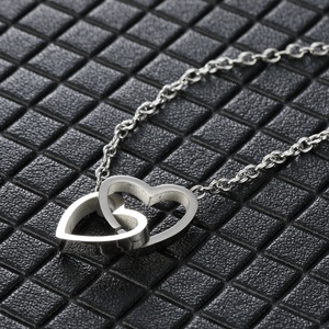 Dainty gioielli pendenti placcati in oro 18K per i migliori amici con cuori intrecciati collane a doppio <span class=keywords><strong>cuore</strong></span> personalizzate - Product Image 5