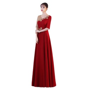 Women Long Performance Dress Red White Royal Blue 3D Stereoscopic Patterns Stage Costume Choir Recitation Gown - Product Image 5
