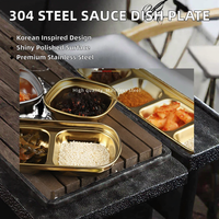 Plat à sauce pour barbecue coréen en acier inoxydable 304, écologique, épaissi, doré, plat à assaisonnement divisé pour fondue