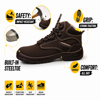 Bottes de travail pour hommes ACE en cuir nubuck avec embout en acier, anti-écrasement, antidérapantes, anti-perforation, isolation électrique, confortables et souples