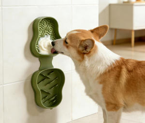 SITABI Gamelle de voyage pliable 2-en-1 pour chien, distributeur de nourriture lente portable en silicone avec motif labyrinthe, ventouses pour sol/mur, anti-étouffement - Product Image 1